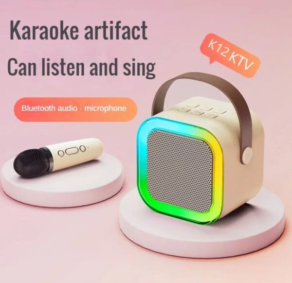 MINI PARLANTE  CON MICROFONO K12  BLUETOOTH   COLOR ROSADO - Imagen 2