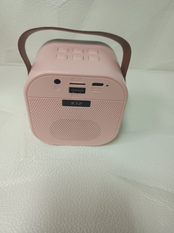 MINI PARLANTE  CON MICROFONO K12  BLUETOOTH   COLOR ROSADO - Imagen 7