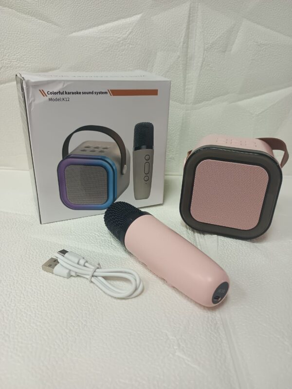 MINI PARLANTE  CON MICROFONO K12  BLUETOOTH   COLOR ROSADO - Imagen 8