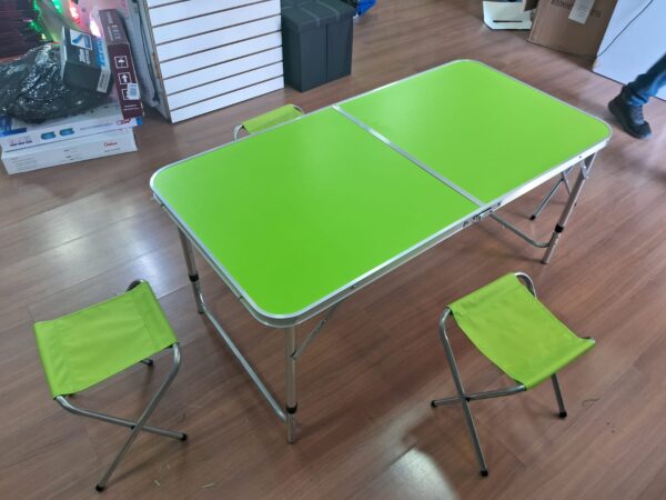 Mesa Plegable Con 4 Bancos Para Camping 120 Cm VERDE