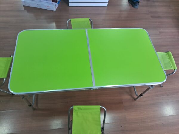 Mesa Plegable Con 4 Bancos Para Camping 120 Cm VERDE - Imagen 2