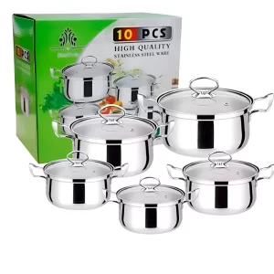 JUEGO DE OLLAS DE ACERO INOXIDABLE 10 PIEZAS